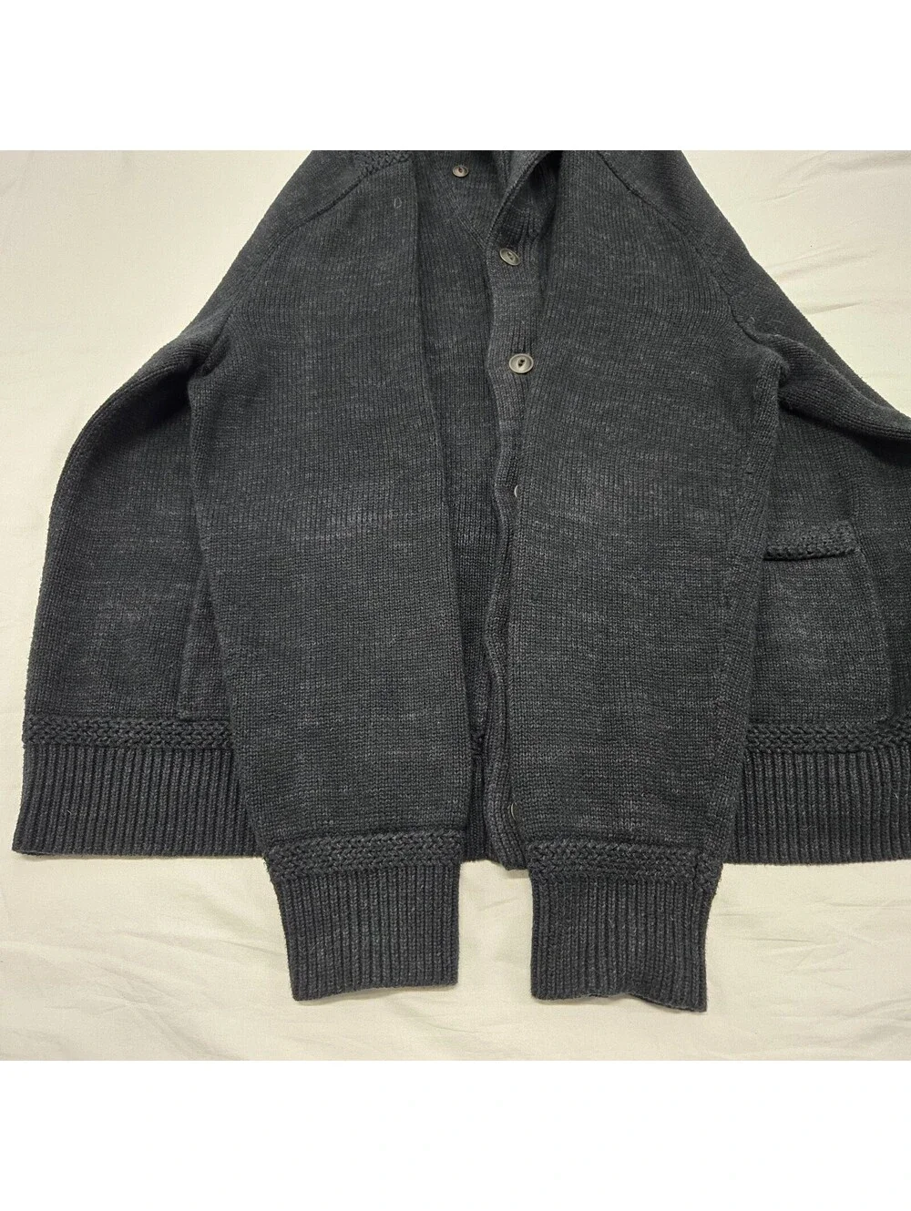 Sz 3XB Polo Ralph Lauren Cardigan Black 100% Cotton Button Up Shawl Sweater EUC